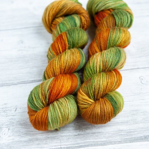 two skeins of yarn in the colorway 'Highlands'
